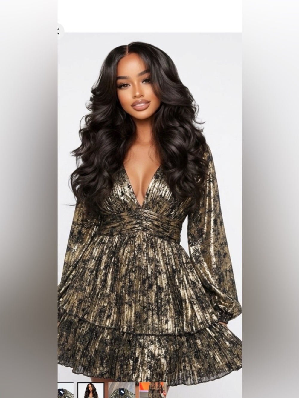 Zara Metallic Gold Pleated Blouse